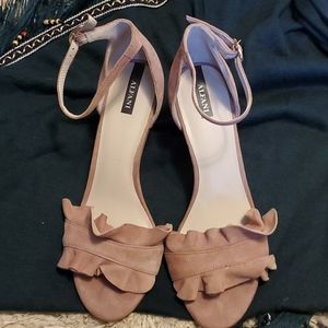 Alfani Pink Suede Ruffle Heels